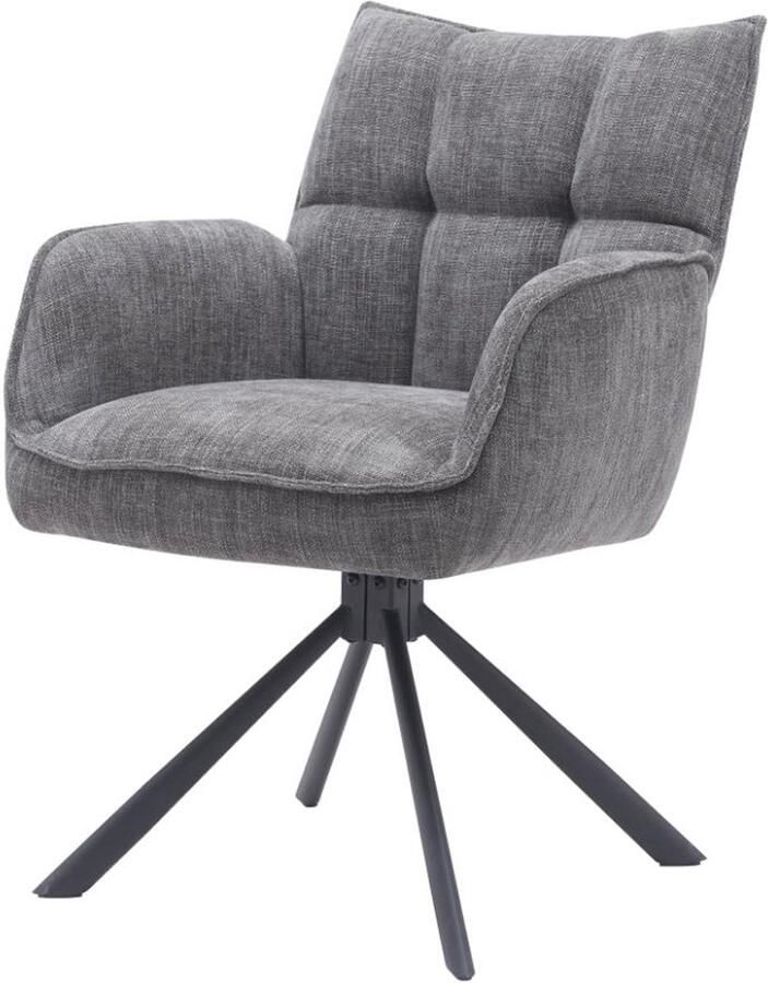 Giga Living Eetkamerstoel Draaibaar Antraciet Set Van 2 Metaal & Polyester 65x59x86cm Eetkamerstoel Select Marilla