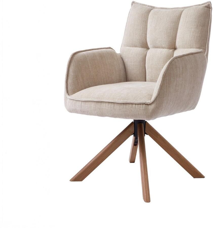 Giga Living Eetkamerstoel Marilla Linnen Eikenhout 59x65x86cm Set van 2