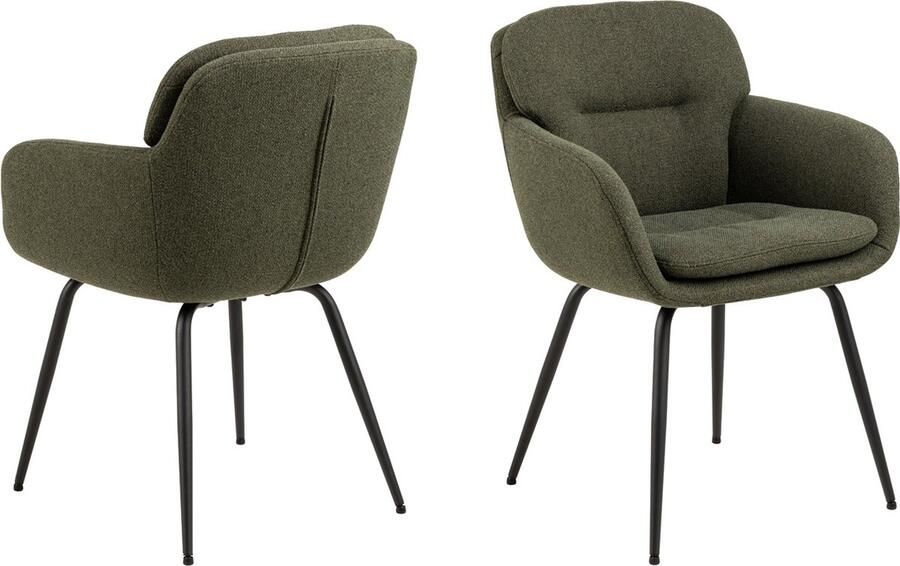 Giga Living Armstoel Groen Stof & Staal 58x59x84 cm Armstoel Martijn