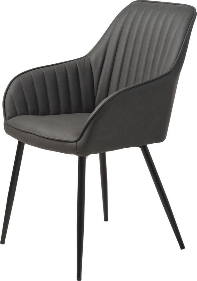 Giga Living Eetkamerstoel Melfort Met Armleuning Donkergrijs Pu