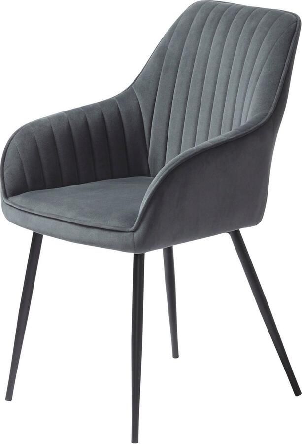 Giga Living Eetkamerstoel Melfort Met Armleuning Granite Velvet