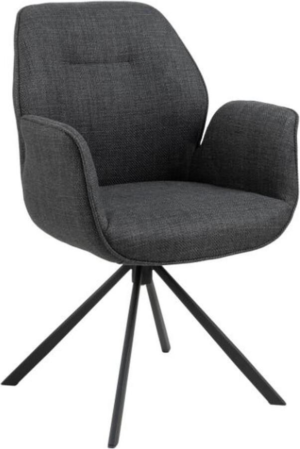 Giga Living Eetkamerstoel met Armleuning Donkergrijs Textiel & Metaal 61x58 5x91cm Eetkamerstoel Marouan - Foto 3