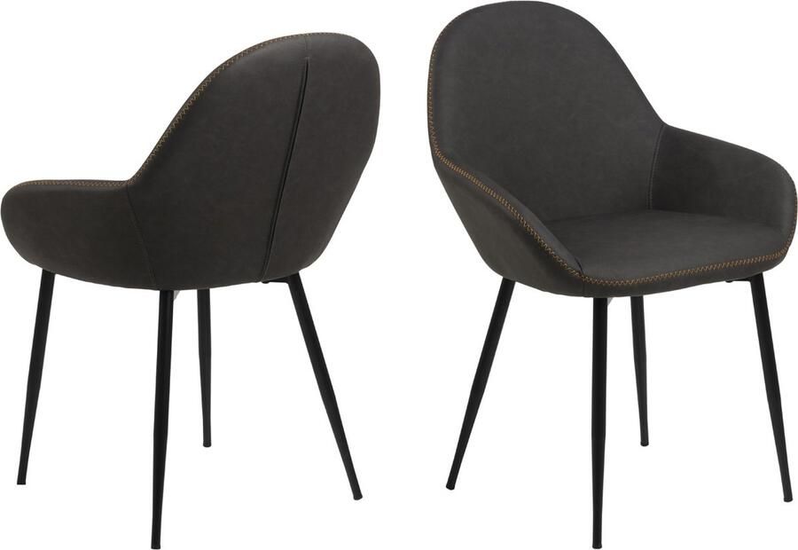 Giga Living Eetkamerstoel Met Armleuning Grijs Kunstleer Coriano Set van 2