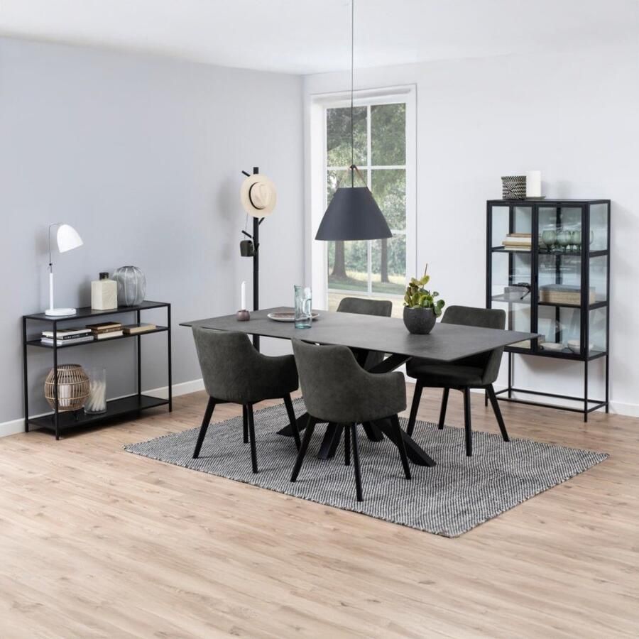 Giga Living Eetkamerstoel Mollen Met Armleuning Antraciet Preston Set van 2