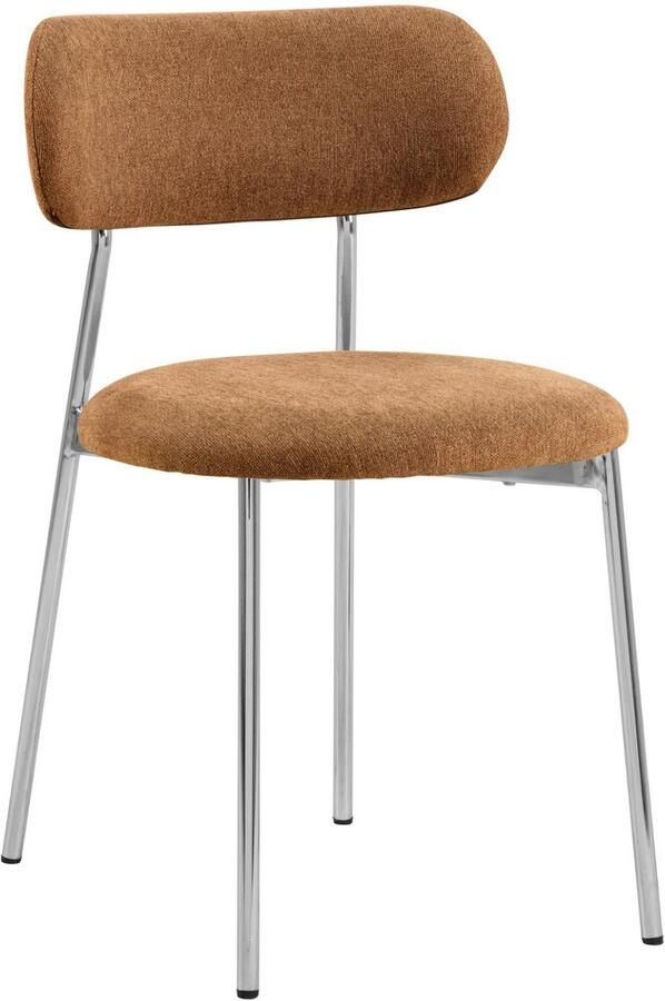 Giga Living Eetkamerstoel Terracotta Stof Zithoogte 48cm Morka Set van 2