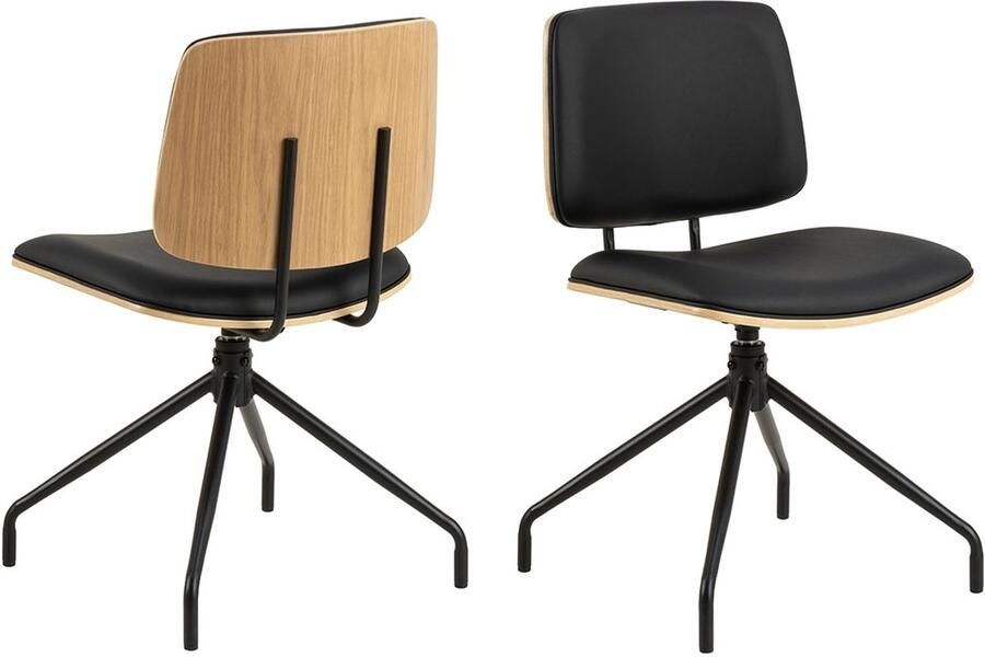 Giga Living Eetkamerstoel Muris Zwart PU Leer Zithoogte 49 5cm Set van 2 - Foto 2