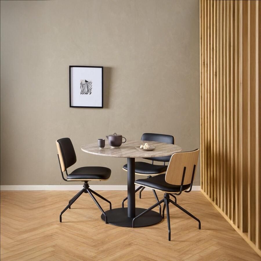 Giga Living Eetkamerstoel Muris Zwart PU Leer Zithoogte 49 5cm Set van 2