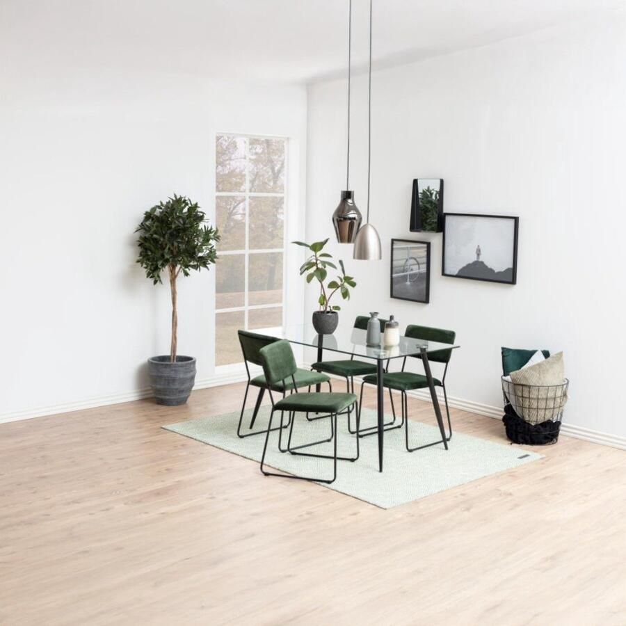 Giga Living Eetkamerstoel Naver Groen Stof Zithoogte 46cm Set van 2