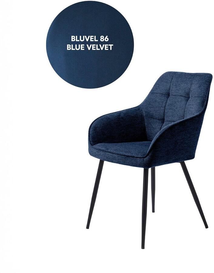 Giga Living Eetkamerstoel Nolan Square Blauw Velvet Set van 2