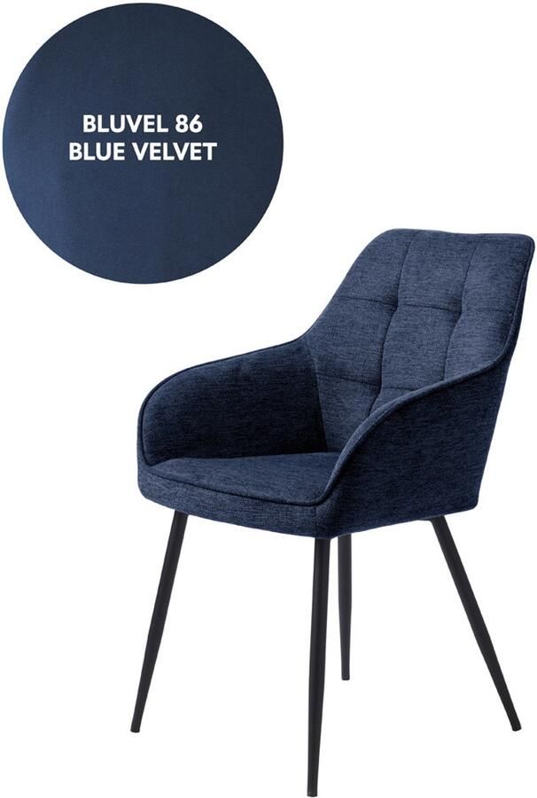 Giga Living Eetkamerstoel Nolan Square Blauw Velvet Set van 2