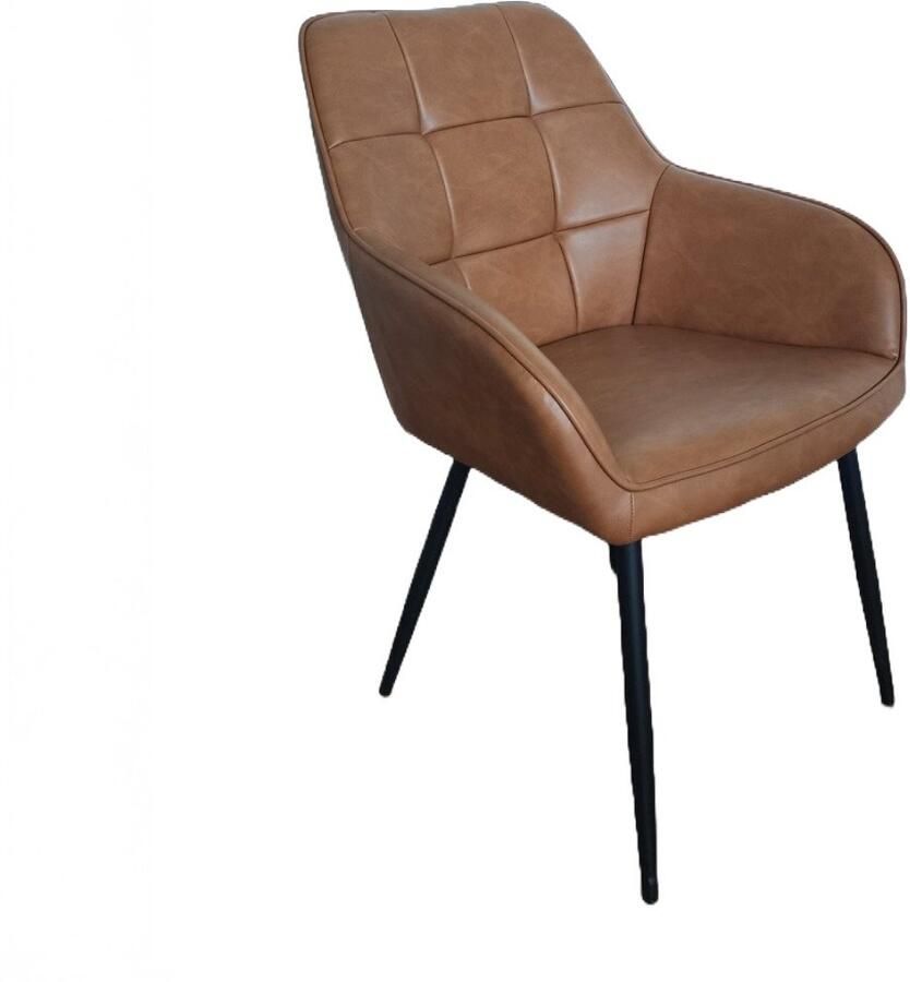 Giga Living Eetkamerstoel Bruin PU Leer Nolan Square Set van 2