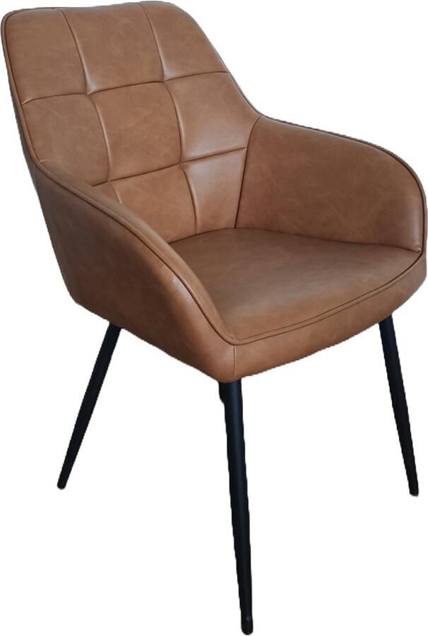 Giga Living Eetkamerstoel Nolan Square Cognac Pu Set van 2