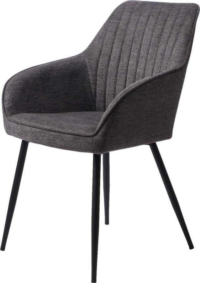 Giga Meubel Giga Living Eetkamerstoel Stof Donkergrijs 58x58x84cm Nolan Stribe
