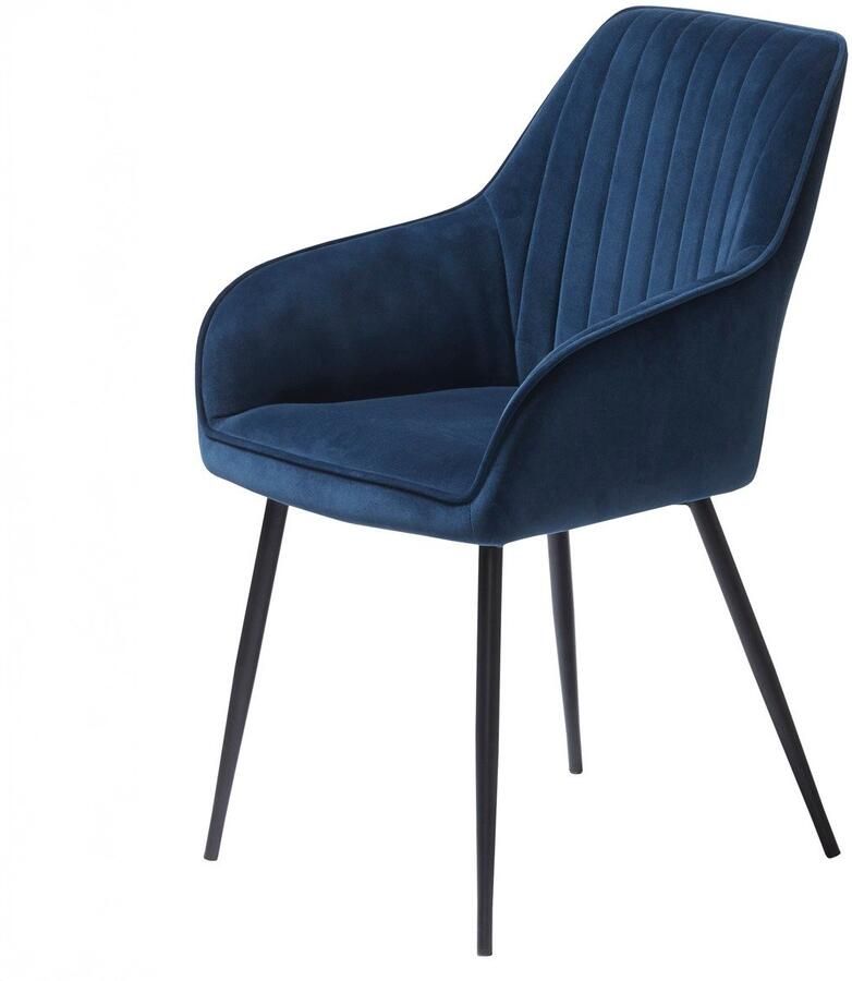 Giga Living Eetkamerstoel Nolan Stripe Blauw Velvet Set van 2