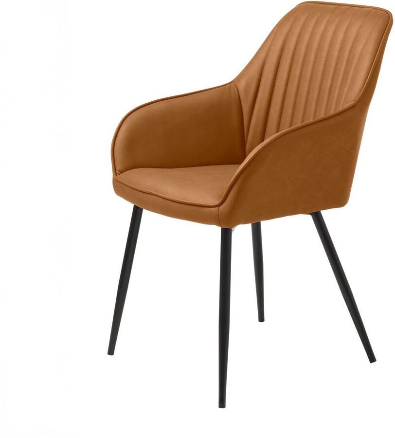 Giga Living Eetkamerstoel Nolan Stripe Bruin PU Leer Set van 2