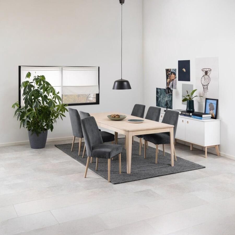 Giga Living Eetkamerstoel Norvik Stof Antraciet 63 5x48x95 5cm Set van 2