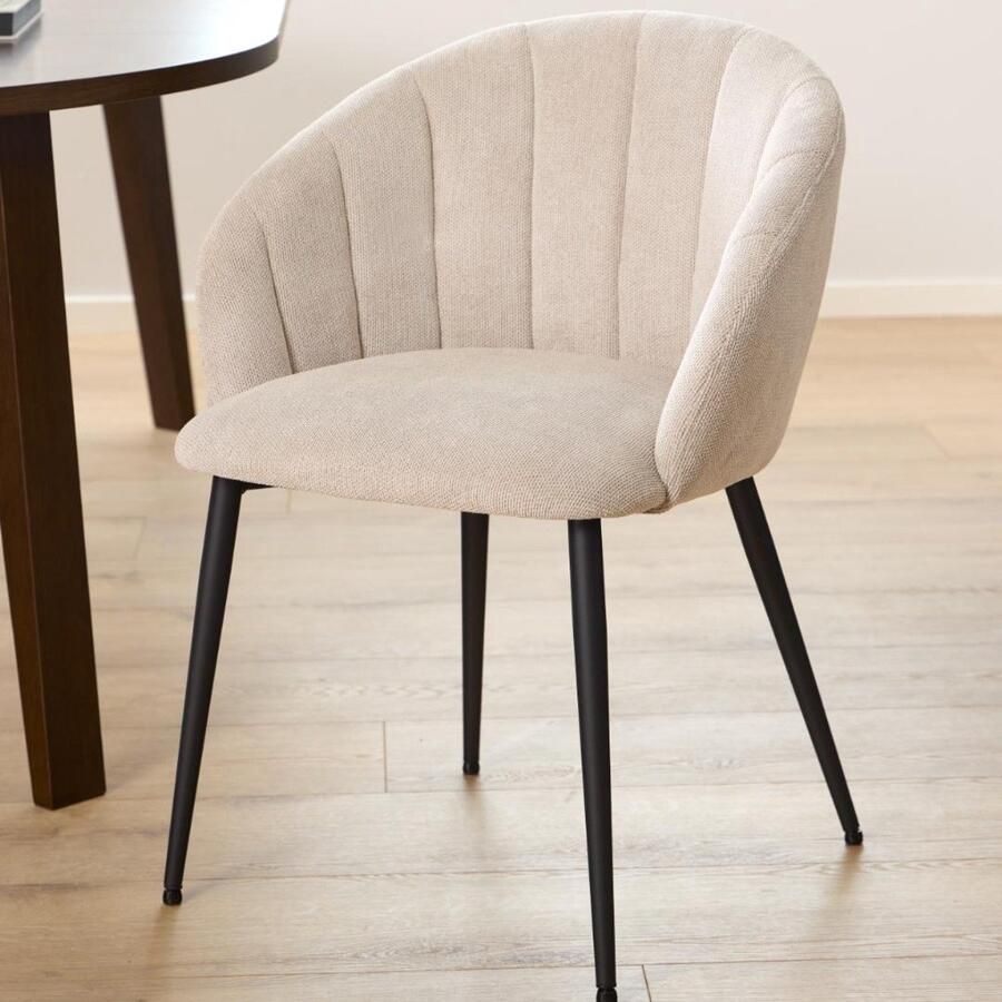 Giga Living Eetkamerstoel Beige Stof 62x57x80 cm Eetkamerstoel Philadelphia Caso