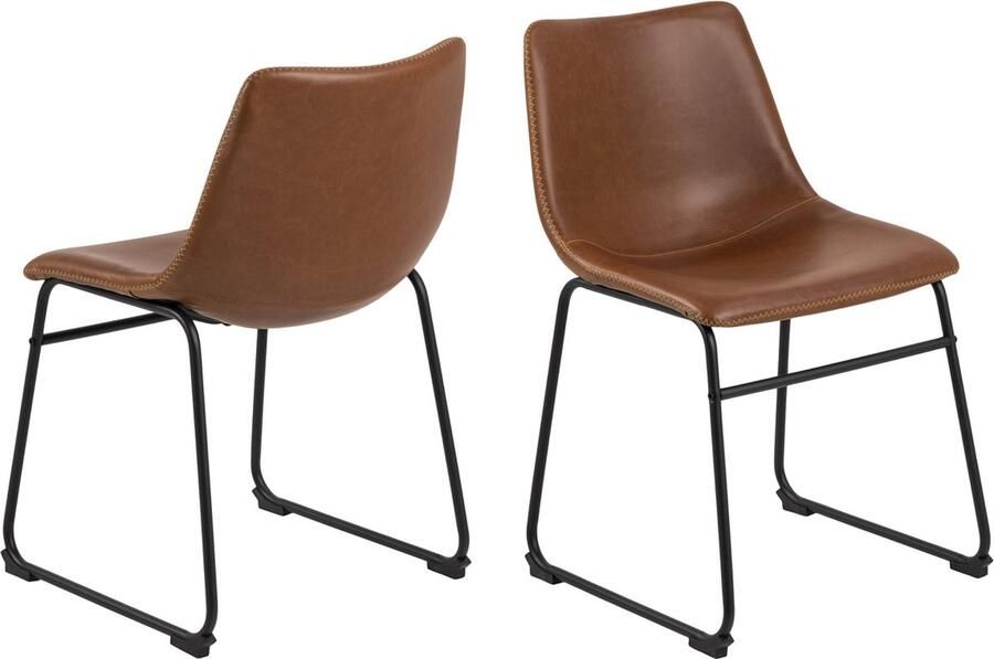 Giga Living Eetkamerstoel Bruin Set Van 2 Kunstleer & Staal 48x56x78 5 cm Eetkamerstoel Regina