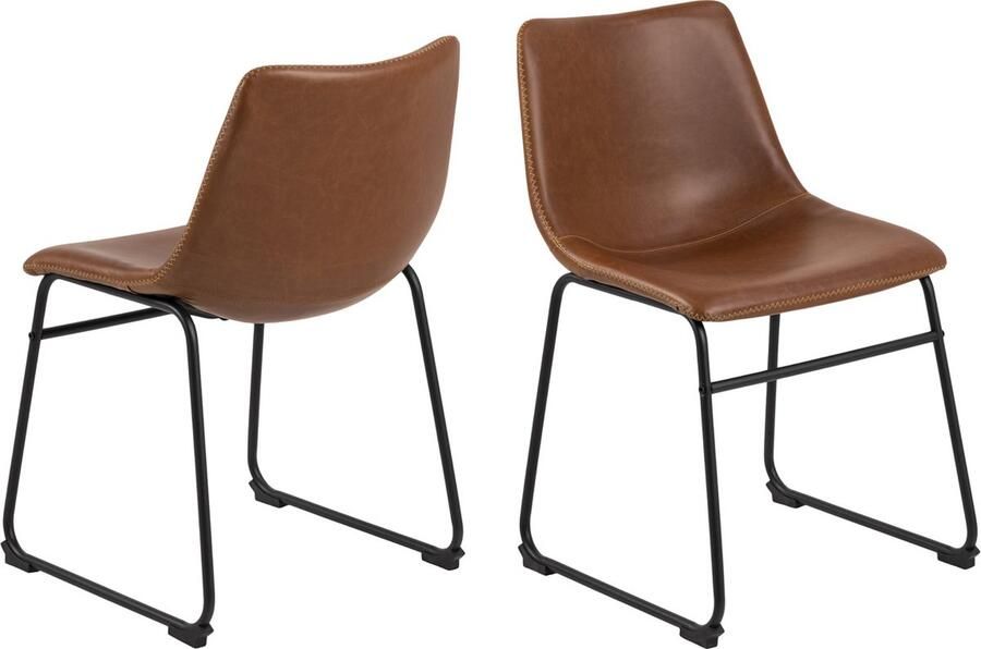 Hioshop 2 x Oreos eetkamerstoel PU kunstleer bruin.