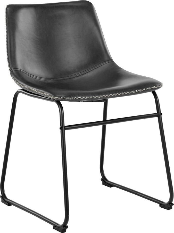 Hioshop 2 x Oreos eetkamerstoel PU kunstleer zwart.