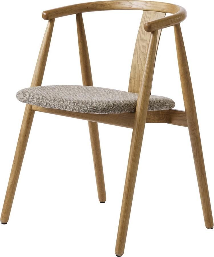 Giga Living Eetkamerstoel Naturel Bruin Set Van 2 Eikenhout & Stof 52x59x76 6cm Eetkamerstoel Relate