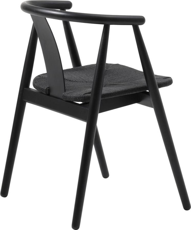 Giga Living Eetkamerstoel Zwart Set Van 2 Eikenhout & Touw 52x59x76 6cm Eetkamerstoel Relate