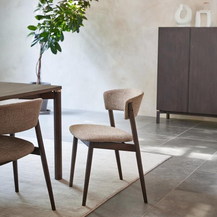 Giga Living Eetkamerstoel Revere Hout Latte Melange Espresso Set van 2