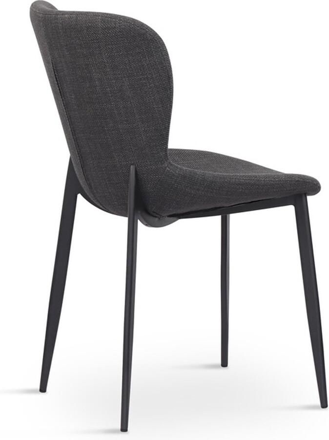 Giga Living Eetkamerstoel Donkergrijs Set Van 2 Metaal & Polyester 52x52x87cm Eetkamerstoel Ross