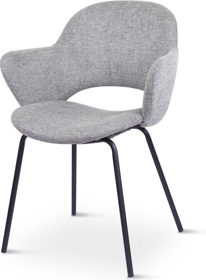 Giga Living Eetkamerstoel Grijs Set Van 2 Polyester & Metaal 56 1x56x83 3 cm Eetkamerstoel Rowley