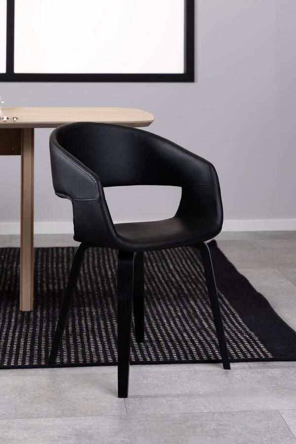 Giga Living Eetkamerstoel Sanda Met Armleuning Zwart Pu Set van 2 - Foto 2