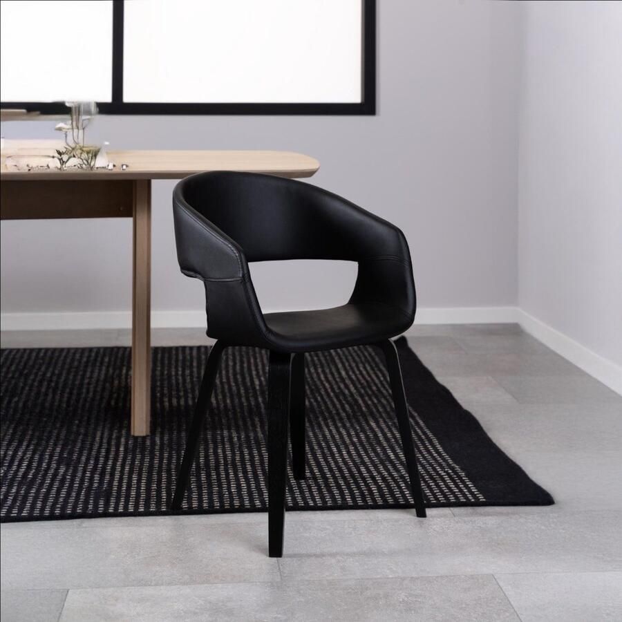 Giga Living Eetkamerstoel Sanda Met Armleuning Zwart Pu Set van 2