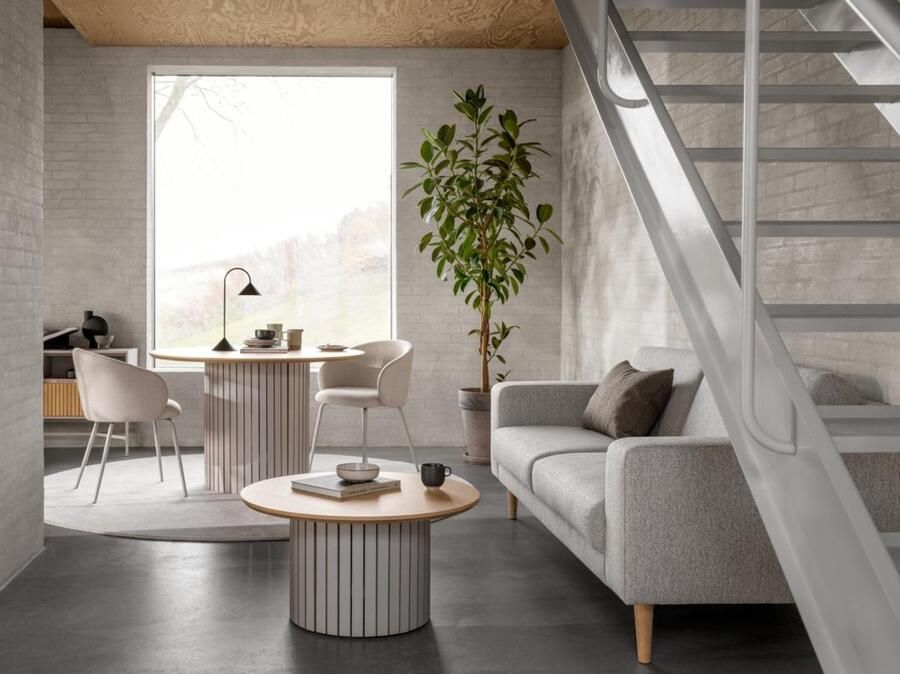 Giga Living Eetkamerstoel Skive Beige Stof Zithoogte 49 5cm Set van 2 - Foto 2
