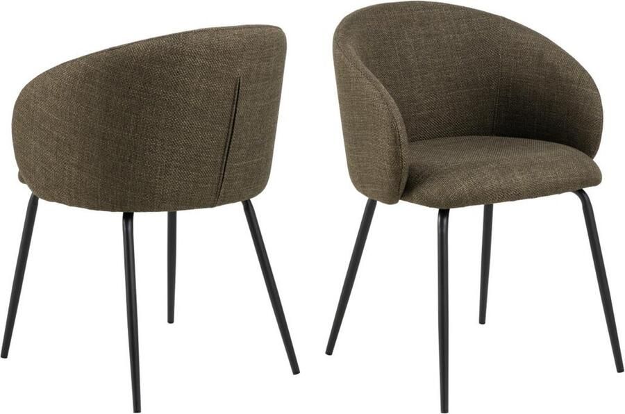 Giga Living Eetkamerstoel Groen Stof & Staal 56x55x80 5 cm Eetkamerstoel Skive Set van 2