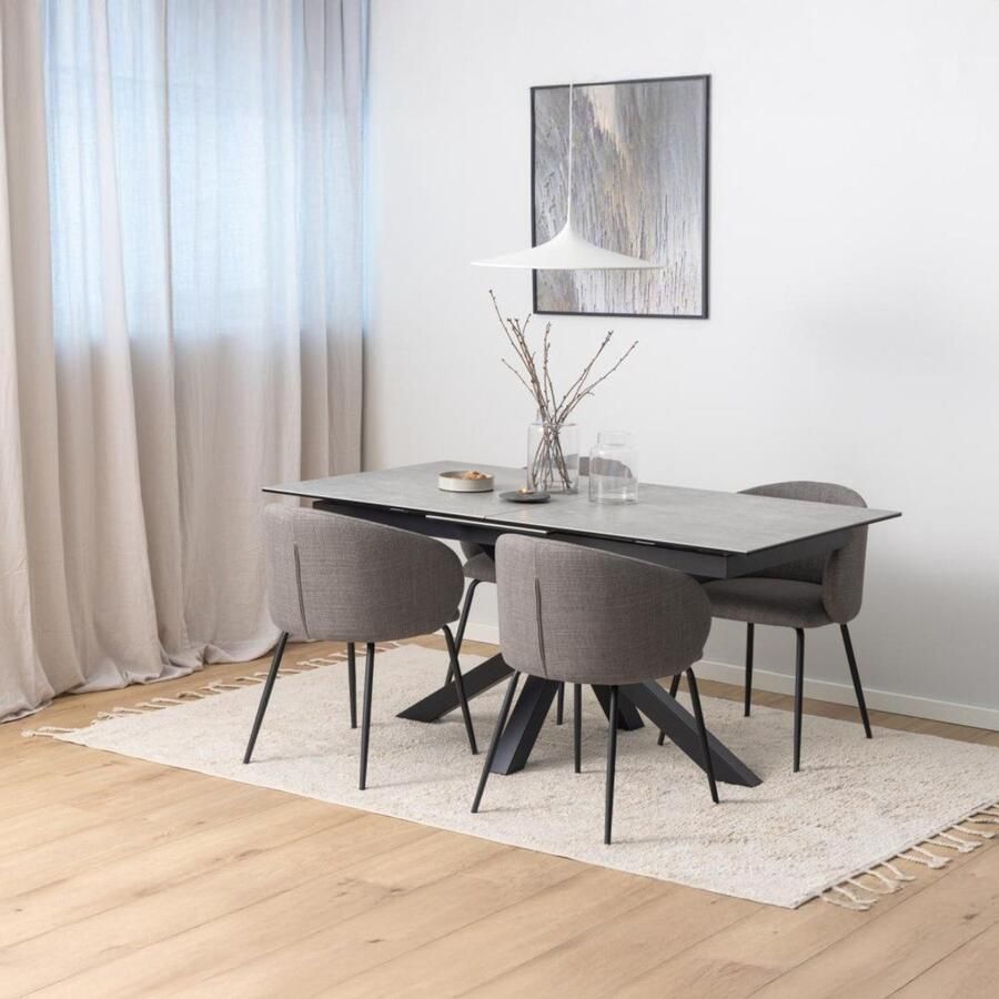 Giga Living Eetkamerstoel Skive Stof Lichtgrijs Zithoogte 48cm Set van 2