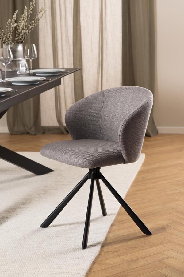 Giga Living Eetkamerstoel Stof Lichtgrijs Draaibaar 46x58x80cm Set van 2