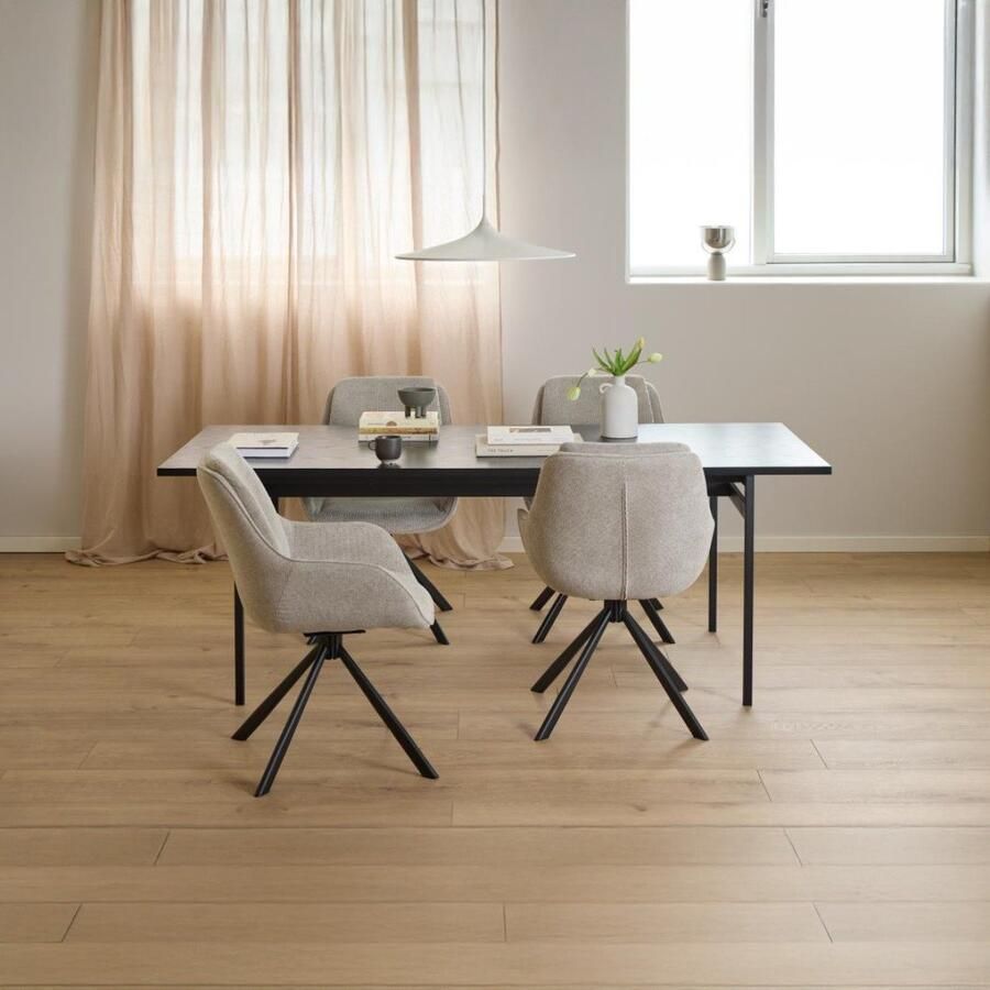 Giga Living Eetkamerstoel Sundre Zand Stof Zithoogte 48cm Set van 2