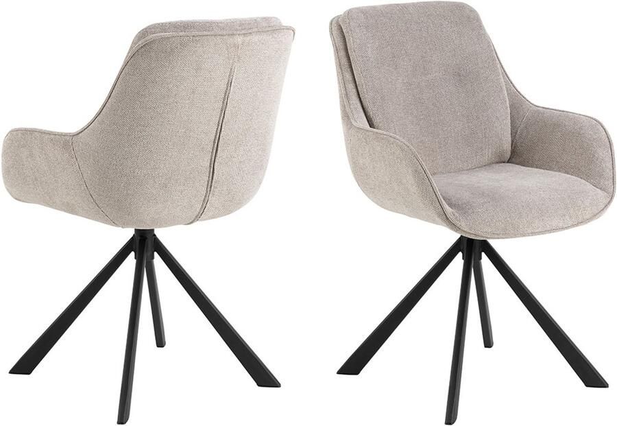 Giga Living Eetkamerstoel Sundre Zand Stof Zithoogte 48cm Set van 2 - Foto 2