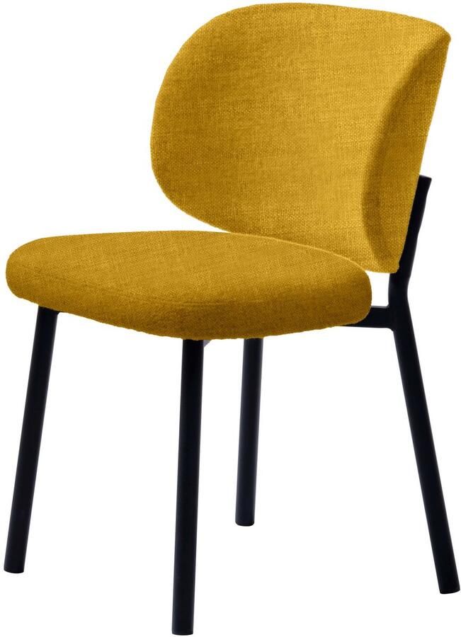 Giga Living Eetkamerstoel Swan Geel Stof 49x52x81 5cm Set van 2