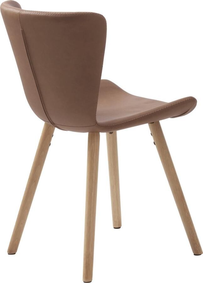 Giga Living Eetkamerstoel Bruin Set Van 2 PU Leer & Naturel Eikenhout 48x55x82 5 cm Eetkamerstoel Teslin