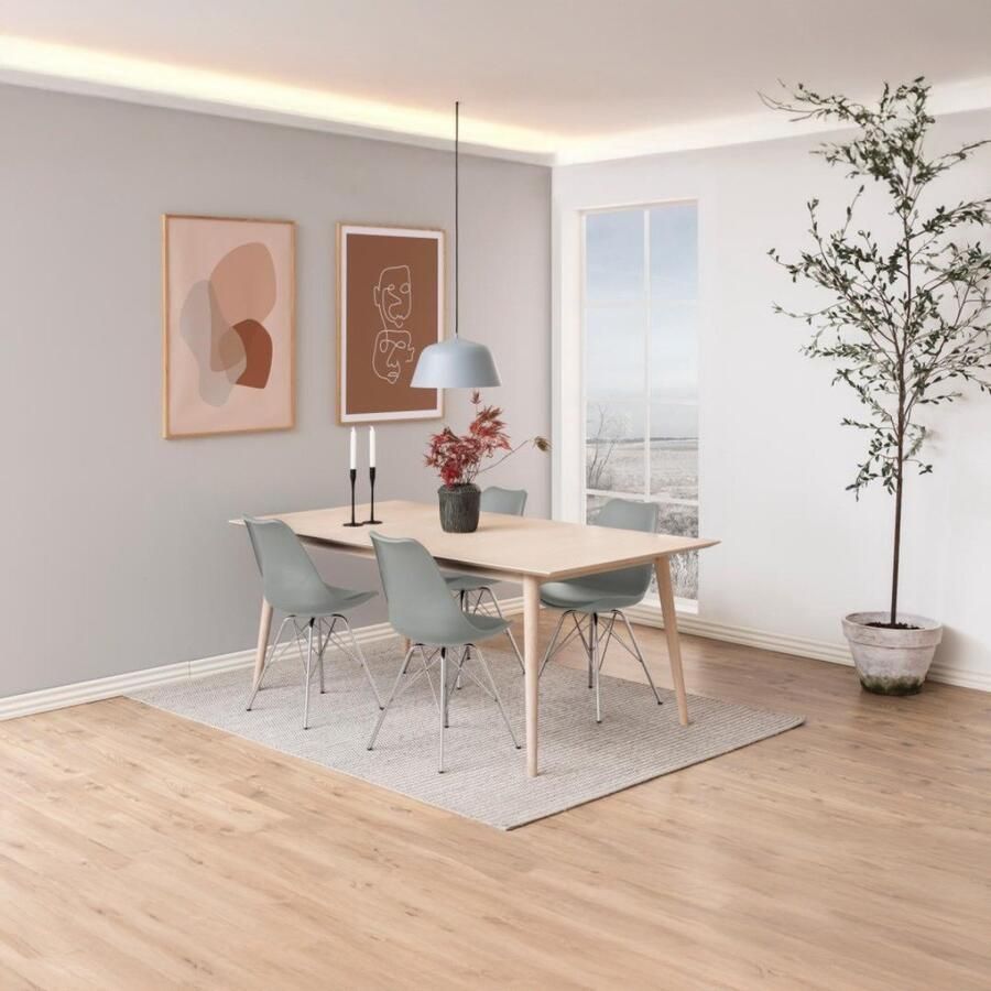 Giga Living Eetkamerstoel Tiel Grijs PU Leer Zithoogte 49cm Set van 4