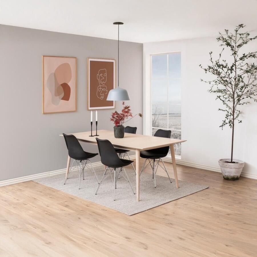 Giga Living Eetkamerstoel Tiel Zwart PU Leer Zithoogte 49cm Set van 4