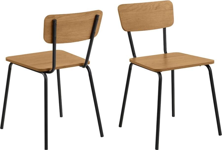 Giga Living Eetkamerstoel Tjorna Melamine Mat Wild Eiken Set van 4 - Foto 2