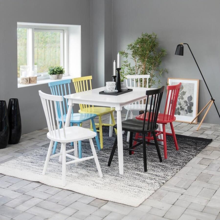 Giga Living Eetkamerstoel Traska Wit Hout Zithoogte 44 5cm Set van 2