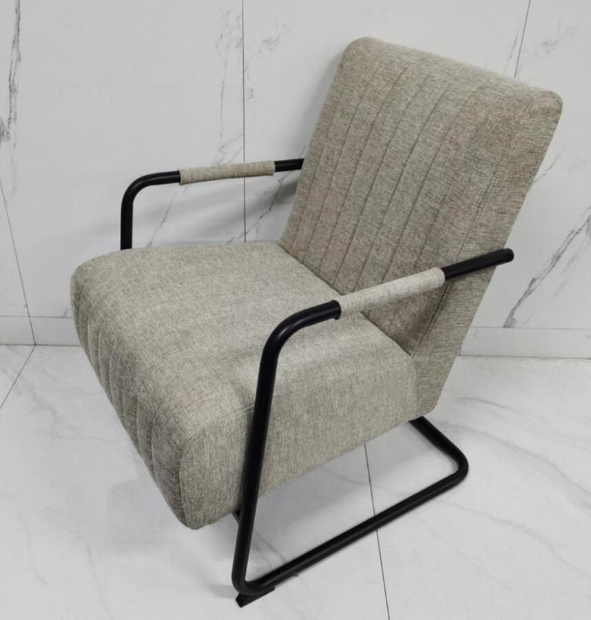 Giga Meubel Giga Living Fauteuil Stof Metaal Zandkleur Incl. Armleuning Trout