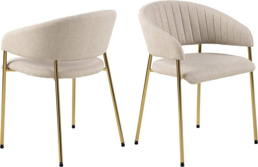 Giga Living Armstoel Beige Set Van 2 Staal & Velvet 54 5x54x77 5 cm Armstoel Venice