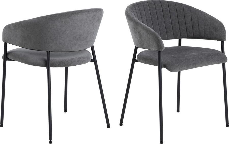 Giga Living Armstoel Donkergrijs Set Van 2 Velvet & Staal 54 5x54x77 5 cm Armstoel Venice