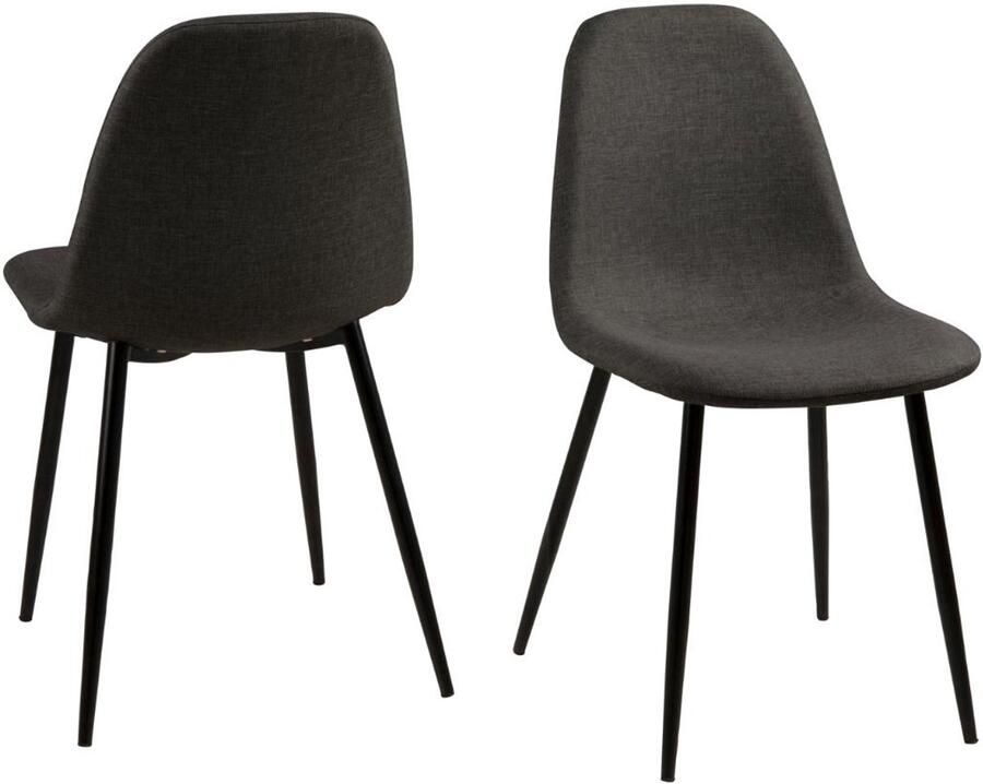 Giga Living Eetkamerstoel Donkergrijs Stof Zithoogte 48 5cm Willy Set van 4