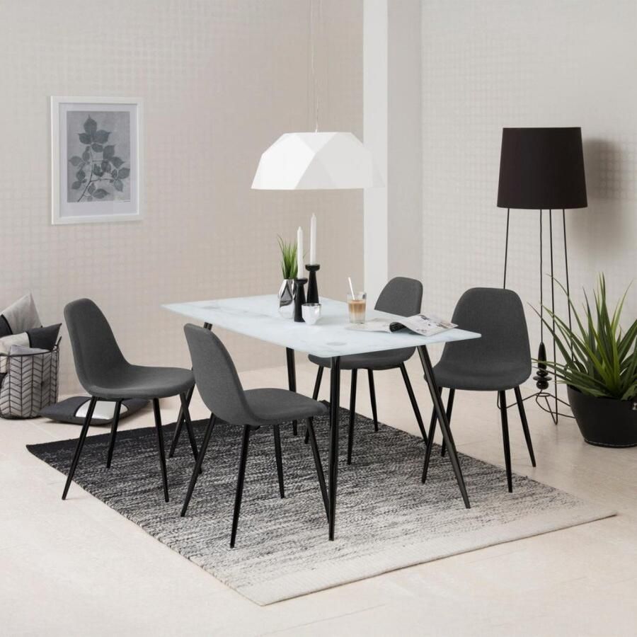 Giga Living Eetkamerstoel Willy Donkergrijs Stof Zithoogte 48 5cm Set van 4 - Foto 2