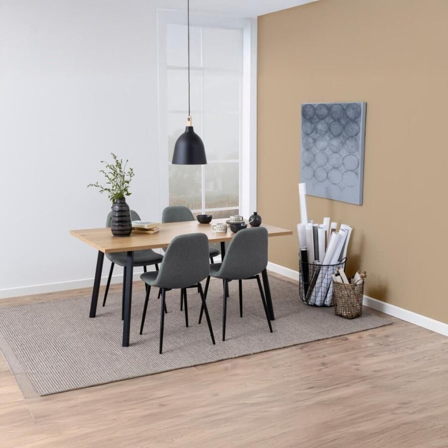 Giga Living Eetkamerstoel Willy Grijs Stof Zithoogte 48 5cm Set van 4