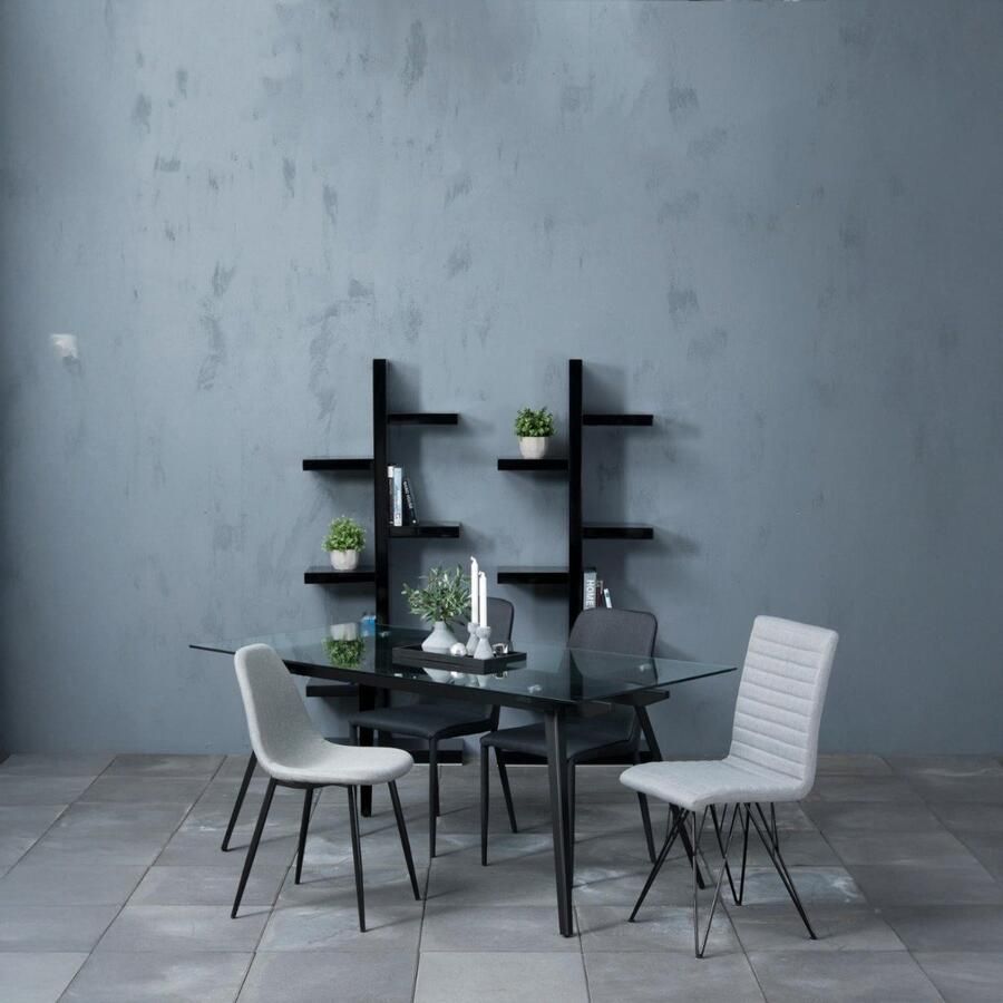 Giga Living Eetkamerstoel Willy Lichtgrijs Stof Zithoogte 48 5cm Set van 4